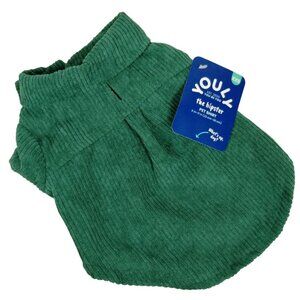 Youly Hipster Pet XXS Green Corduroy Shirt for Dogs 9 to 11 inches